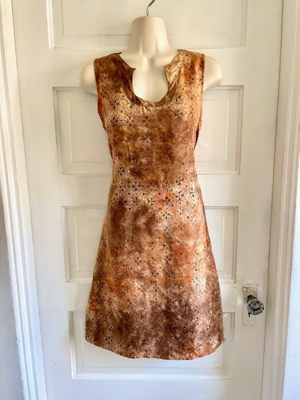 WindiRiver Brown & Rust Ombre Print Rayon Shift Dress M